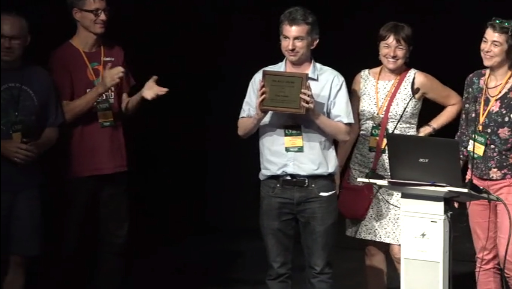 Even Rouault receiving the Sol Katz Award in 2019