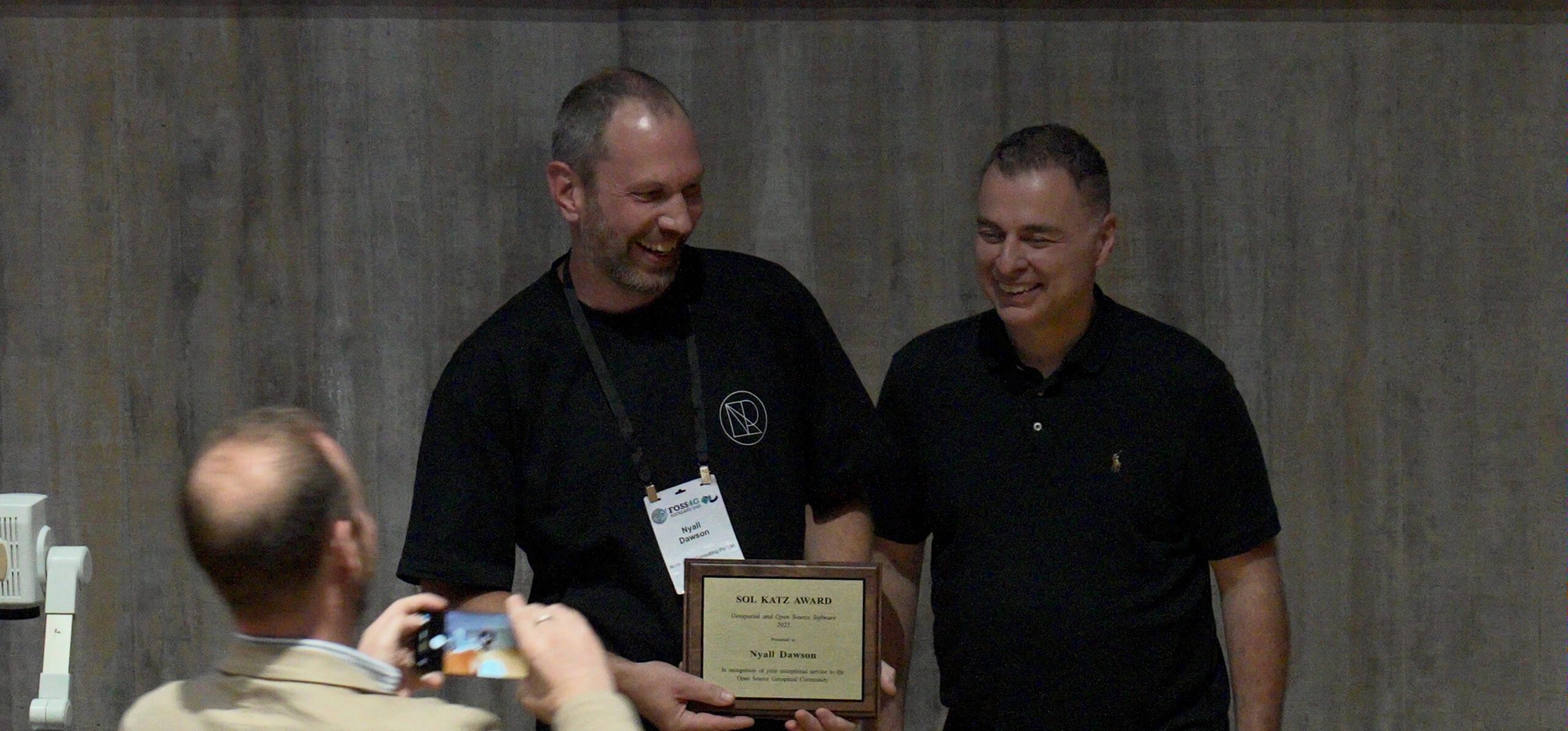 Nyall Dawson receiving the Sol Katz Award in 2025