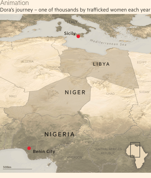Dora's journey from Nigeria to Sicily - one of thousands by trafficked women each year