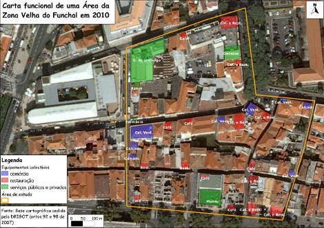 Functional map of an area in the old part of the town of Funchal