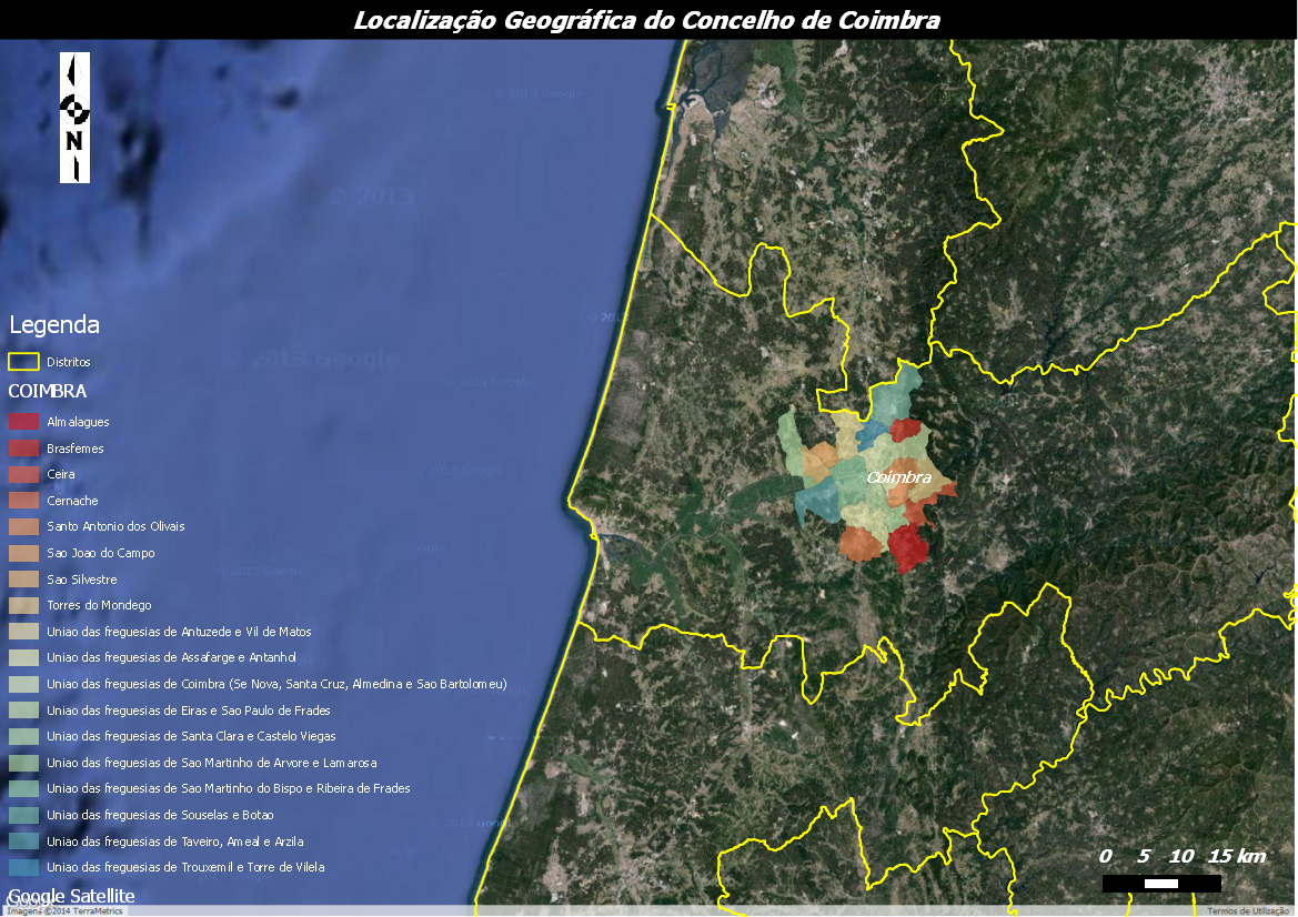 Localização Geográfica do concelho de Coimbra.