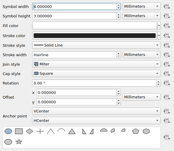 QgsEllipseSymbolLayerWidget in a default state