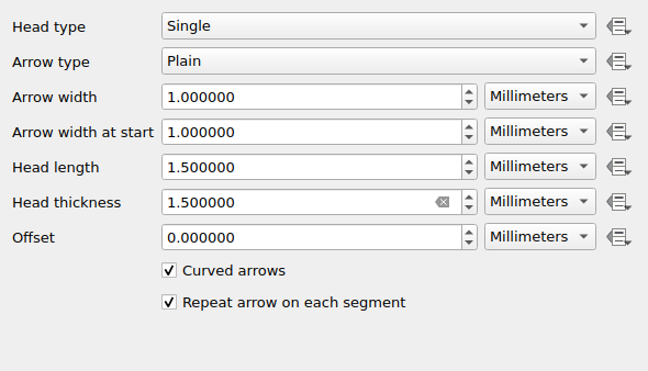 QgsArrowSymbolLayerWidget in a default state