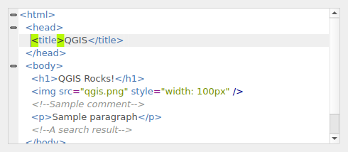 QgsCodeEditorHTML containing sample HTML