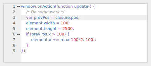 QgsCodeEditorJavascript containing sample JavaScript