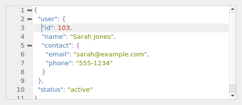 QgsCodeEditorJson containing sample JSON