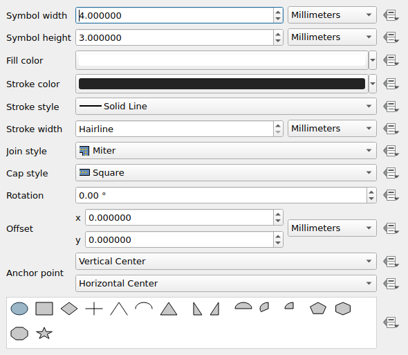 QgsEllipseSymbolLayerWidget in a default state