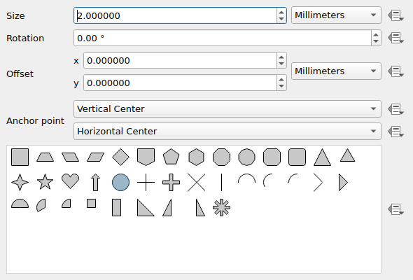 QgsFilledMarkerSymbolLayerWidget in a default state