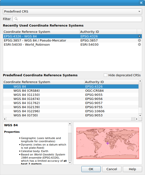 QgsProjectionSelectionDialog