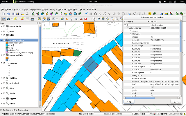 QGIS project with building data viewing