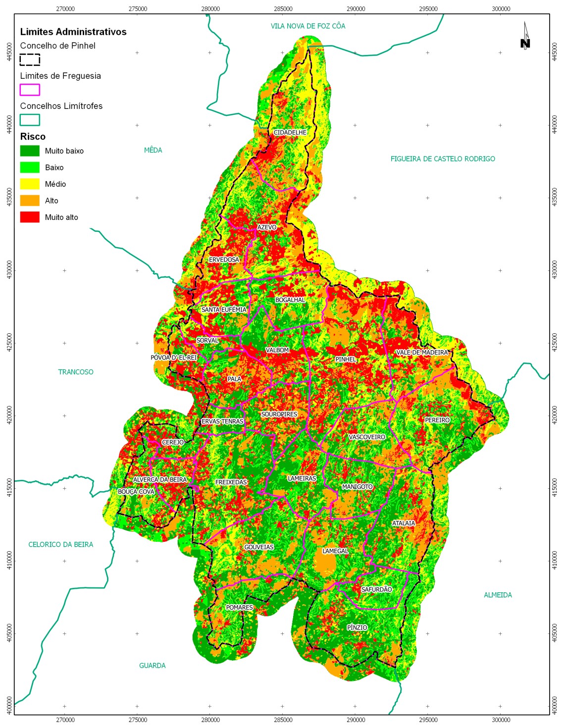 Forest Fire Hazard and Risk Maps of Pinhel